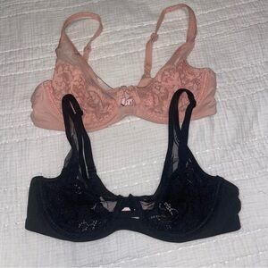 Victoria's Secret Black and Pink Lace Bras